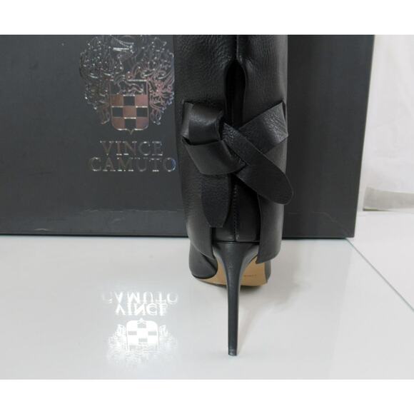 Vince Camuto Kammitie Size 9 Foldover Knotted Back Strap Tall Dress Boots Black - Picture 5 of 8